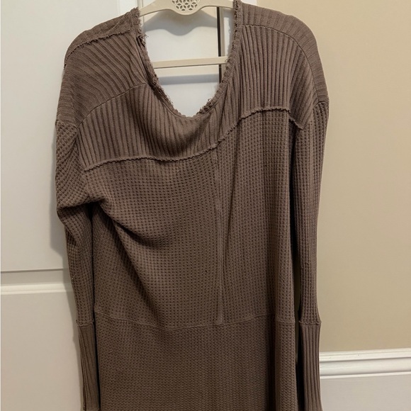 Free People Brown Waffle Knit Shirt - Picture 5 of 5